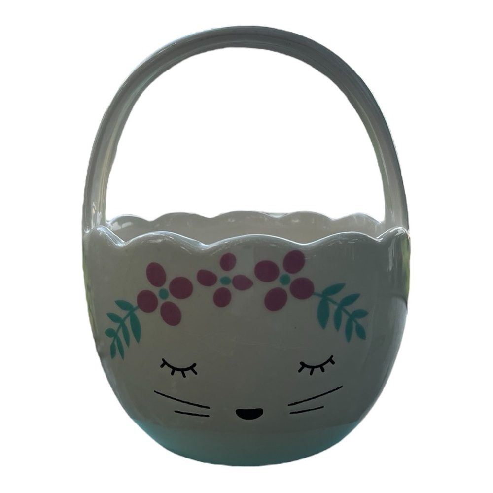 NWT Home Holiday Ceramic Hunny Bunny Candy Basket.